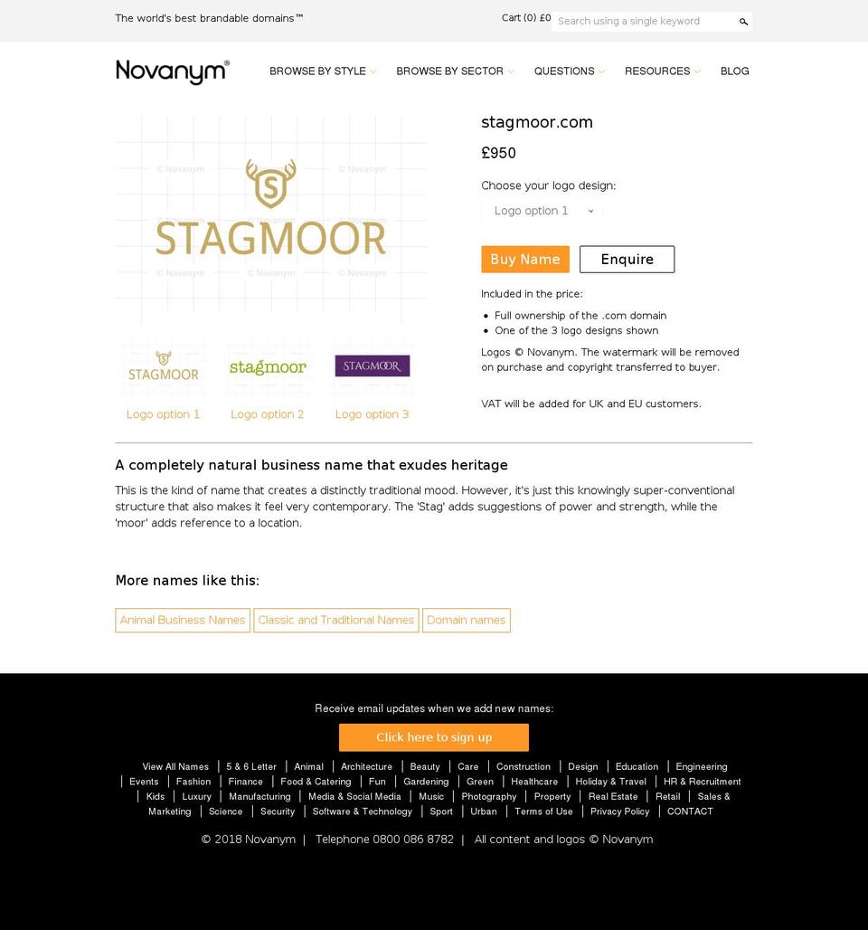 stagmoor.com — Shopify storefront screenshot