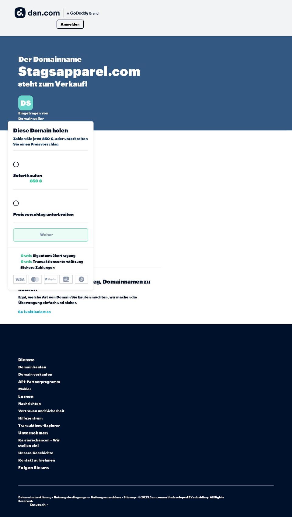 stagsapparel.com — Shopify storefront screenshot