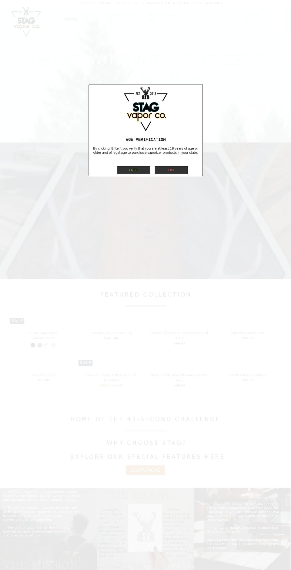 STAG Vapor Co Shopify theme site example stagvapor.com