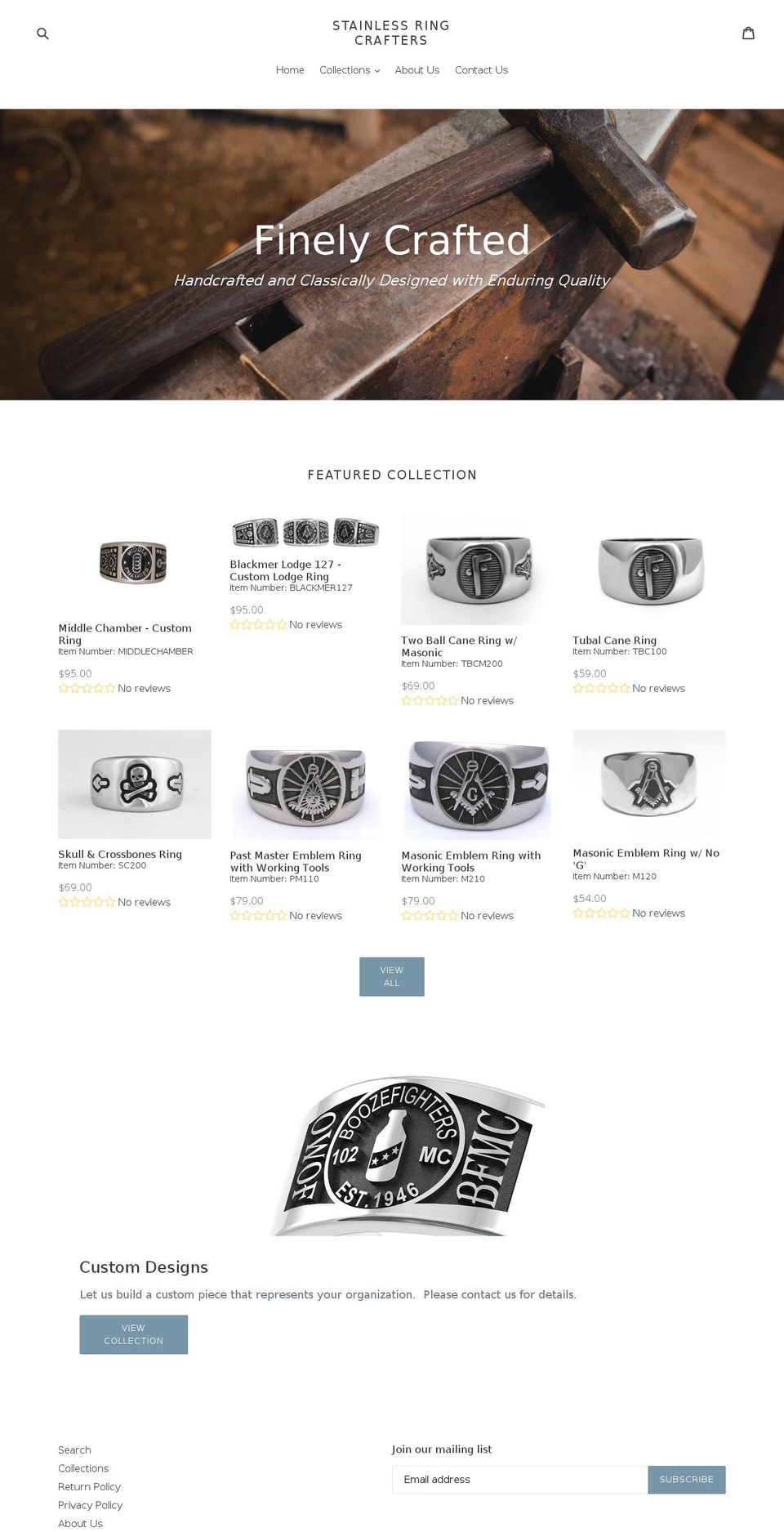 stainlessringcrafters.com — Shopify storefront screenshot