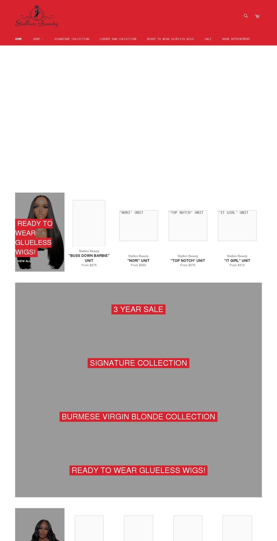 stallionbeautyextensions.com shopify website screenshot