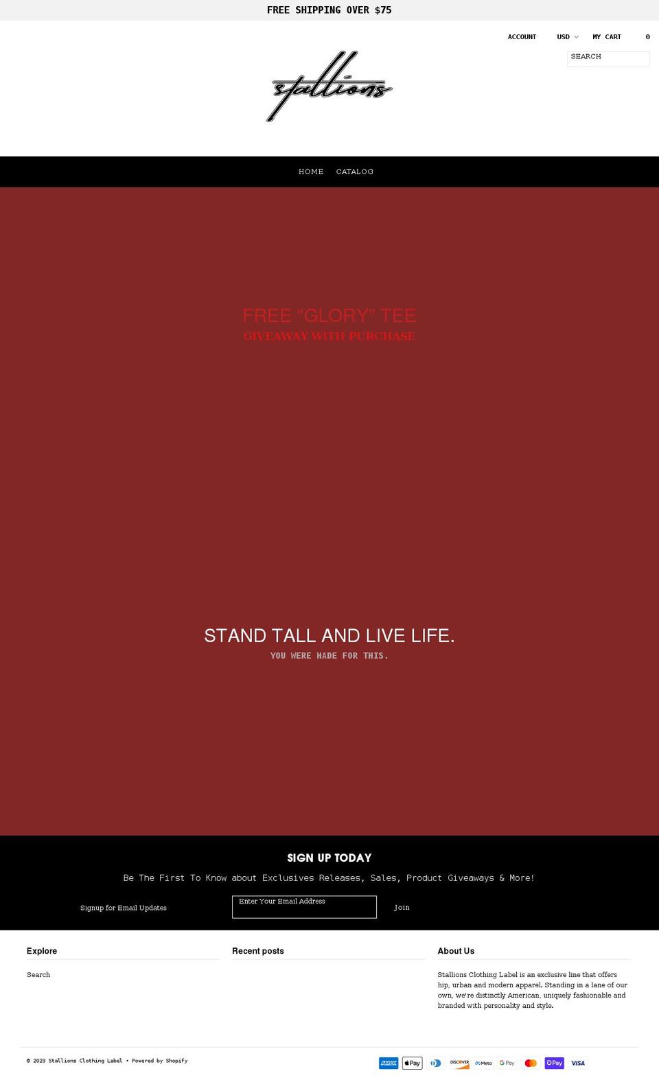 stallionsclothing.com shopify website screenshot