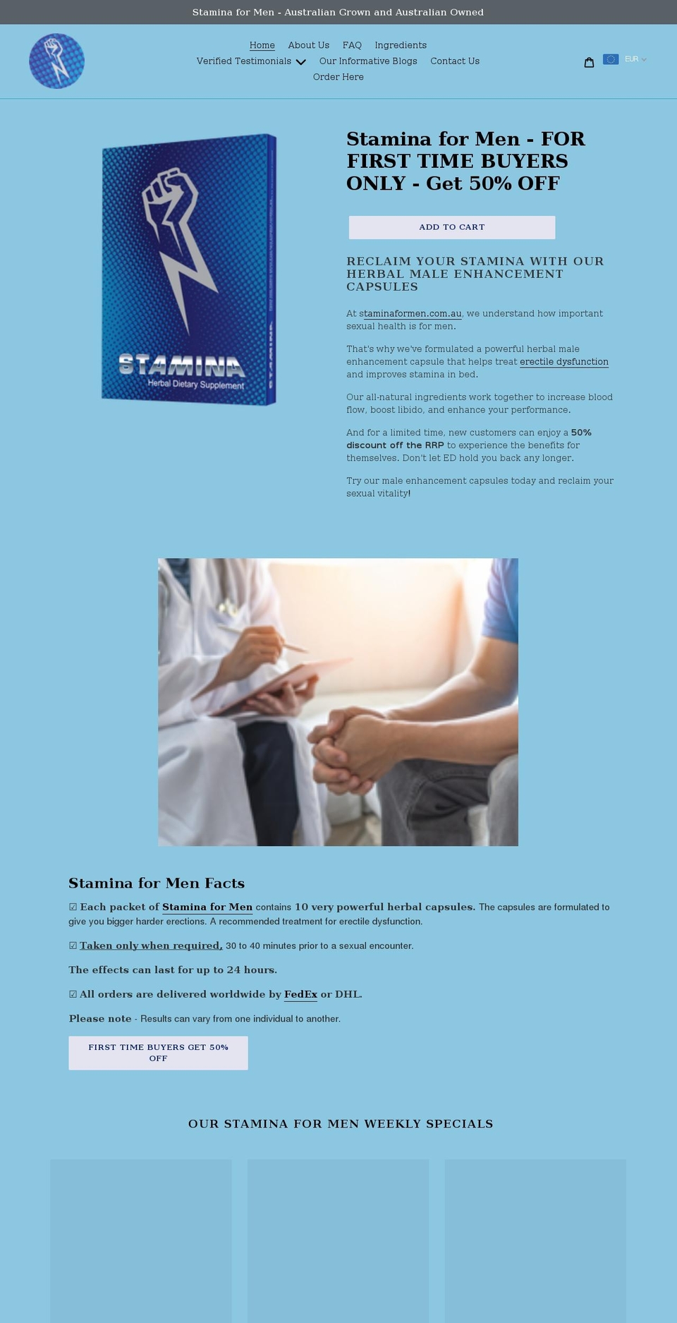 staminaformen.com.au shopify website screenshot