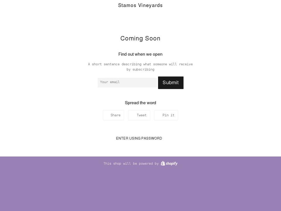 stamosvineyards.com shopify website screenshot