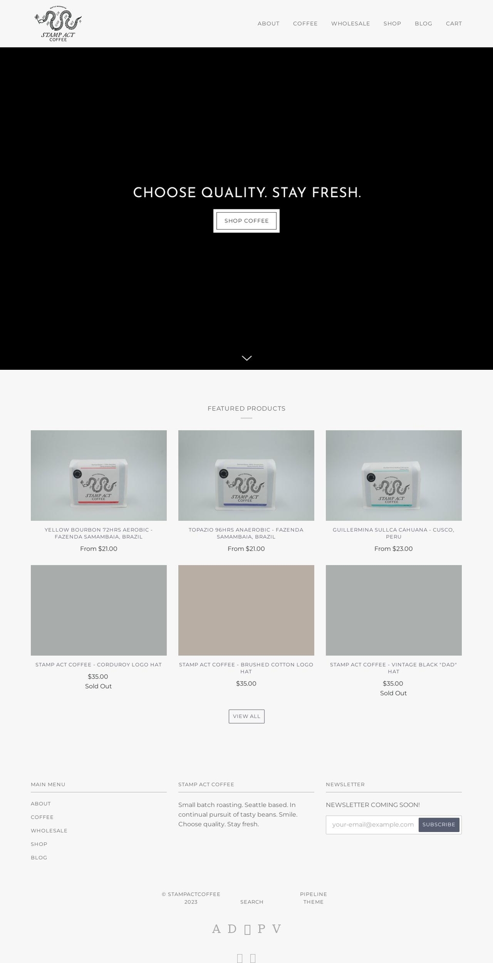 stampactcoffee.com shopify website screenshot
