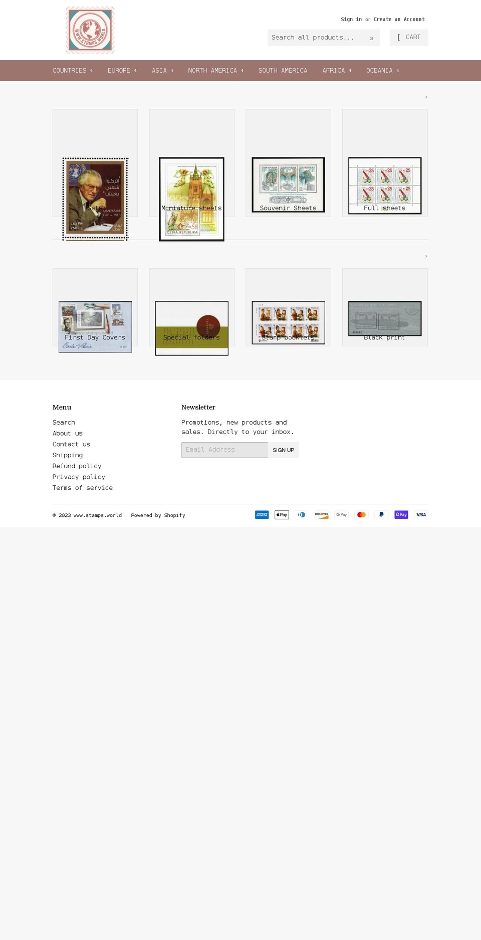 stamps.world shopify website screenshot