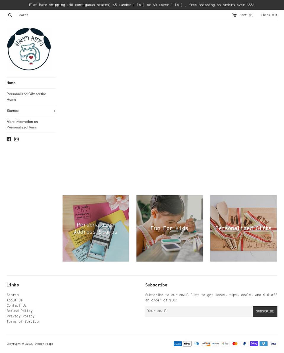 stampyhippo.com — Shopify storefront screenshot