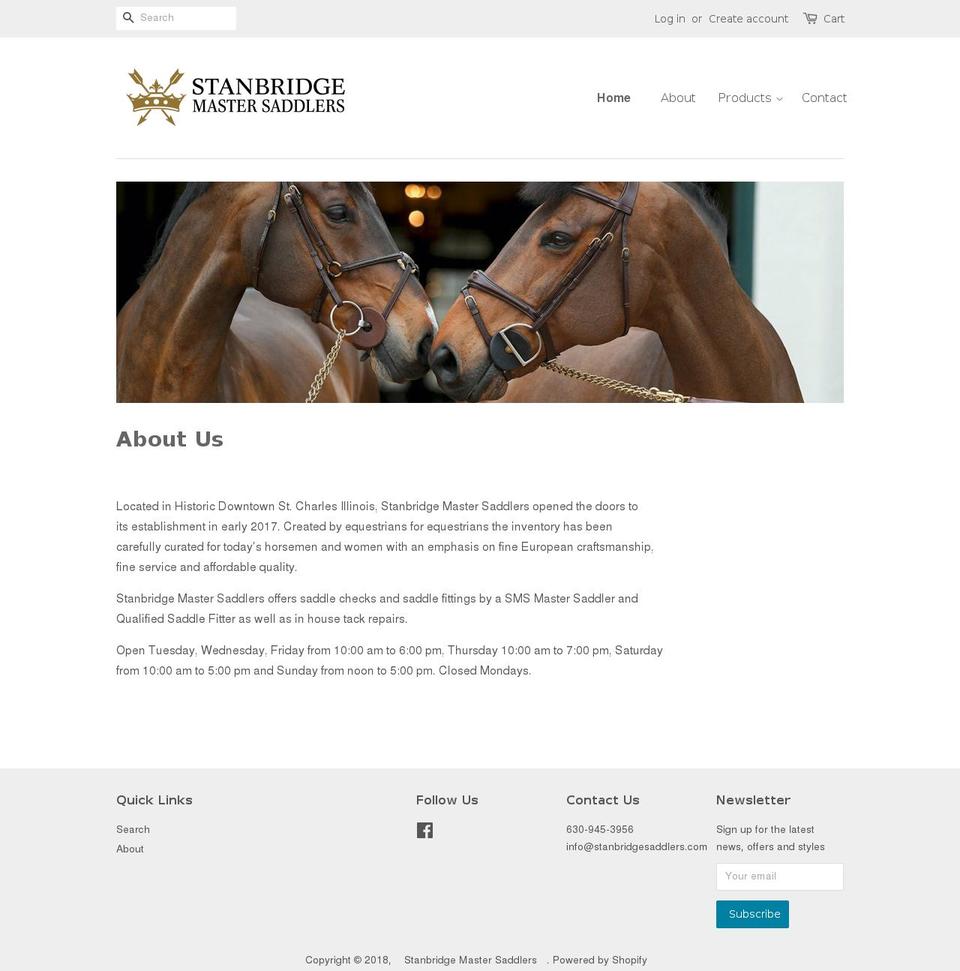 stanbridgesaddlers.com shopify website screenshot