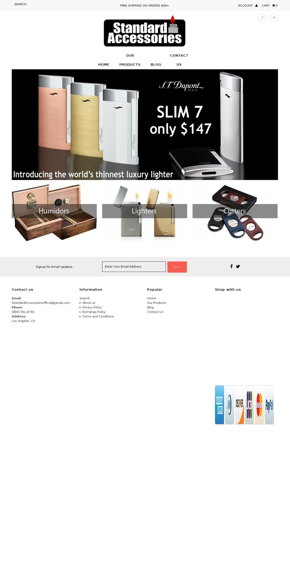 standardaccessories.com shopify website screenshot
