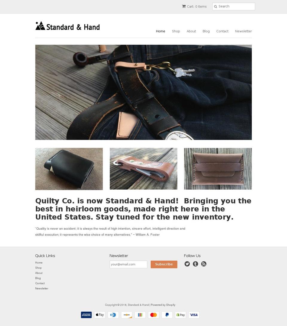 standardandhand.com — Shopify storefront screenshot