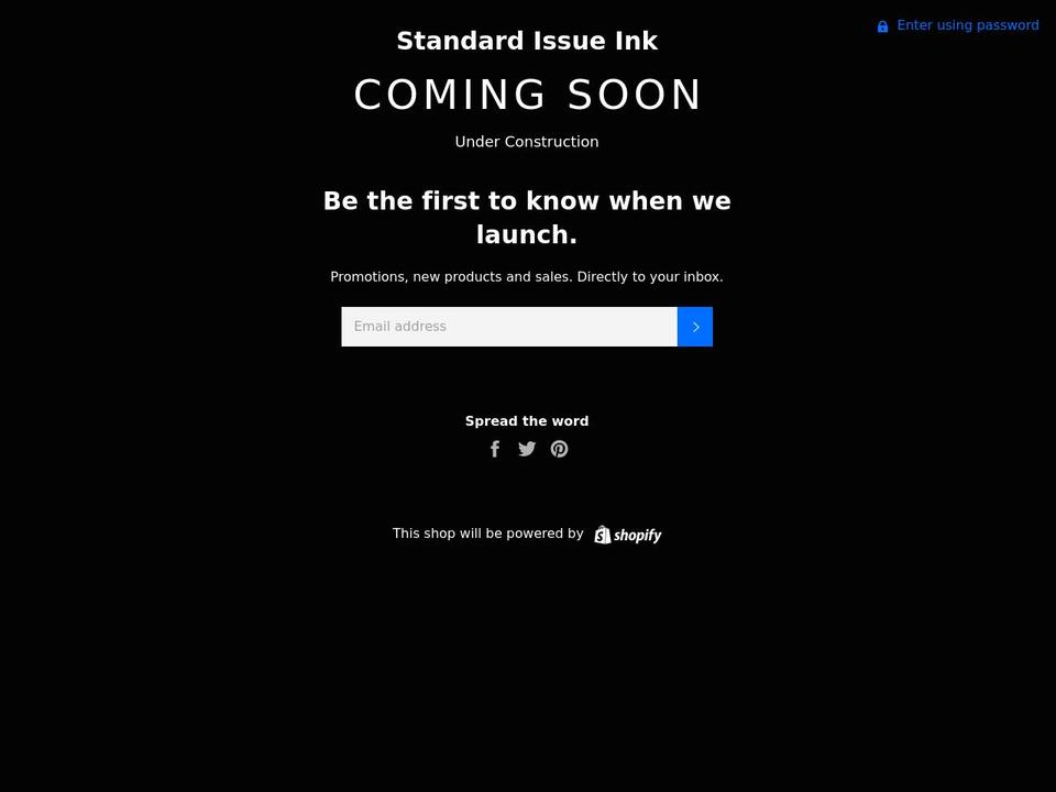 standardissueink.com shopify website screenshot