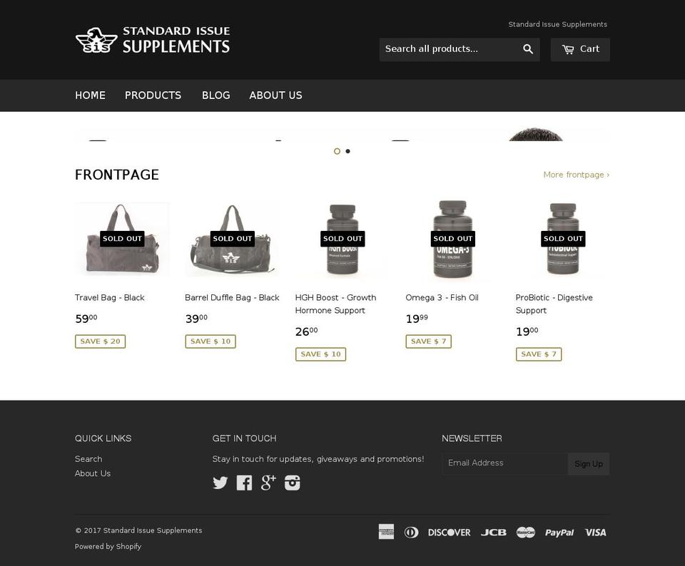 standardissuesupplements.com shopify website screenshot