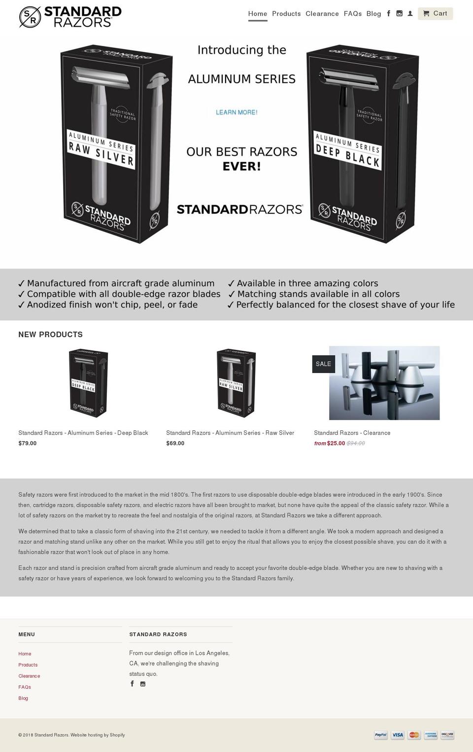 standardrazor.com shopify website screenshot