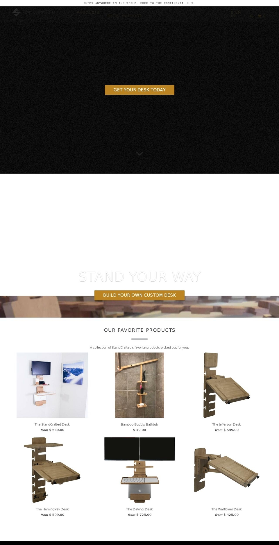 standcrafted.com shopify website screenshot