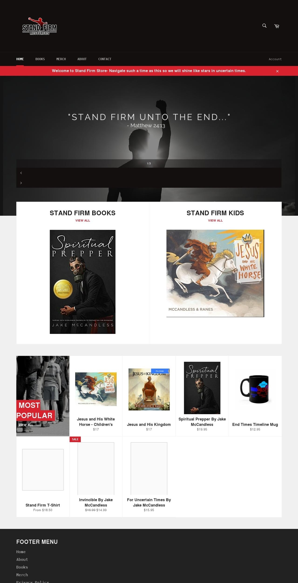 standfirmstore.com shopify website screenshot