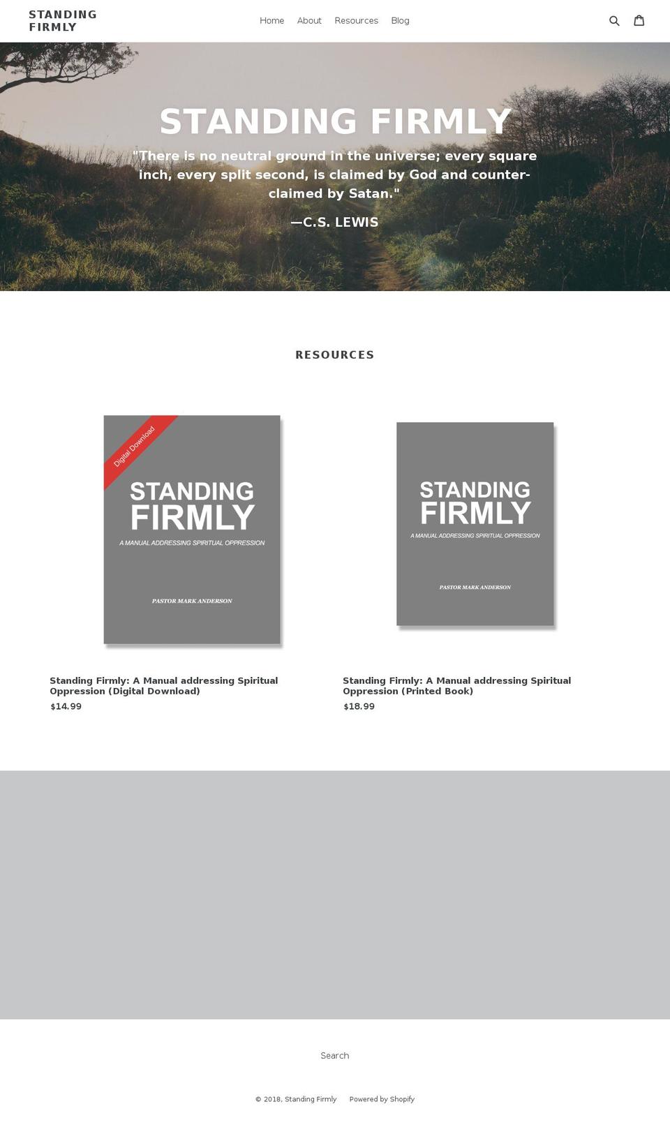 standingfirmly.org shopify website screenshot