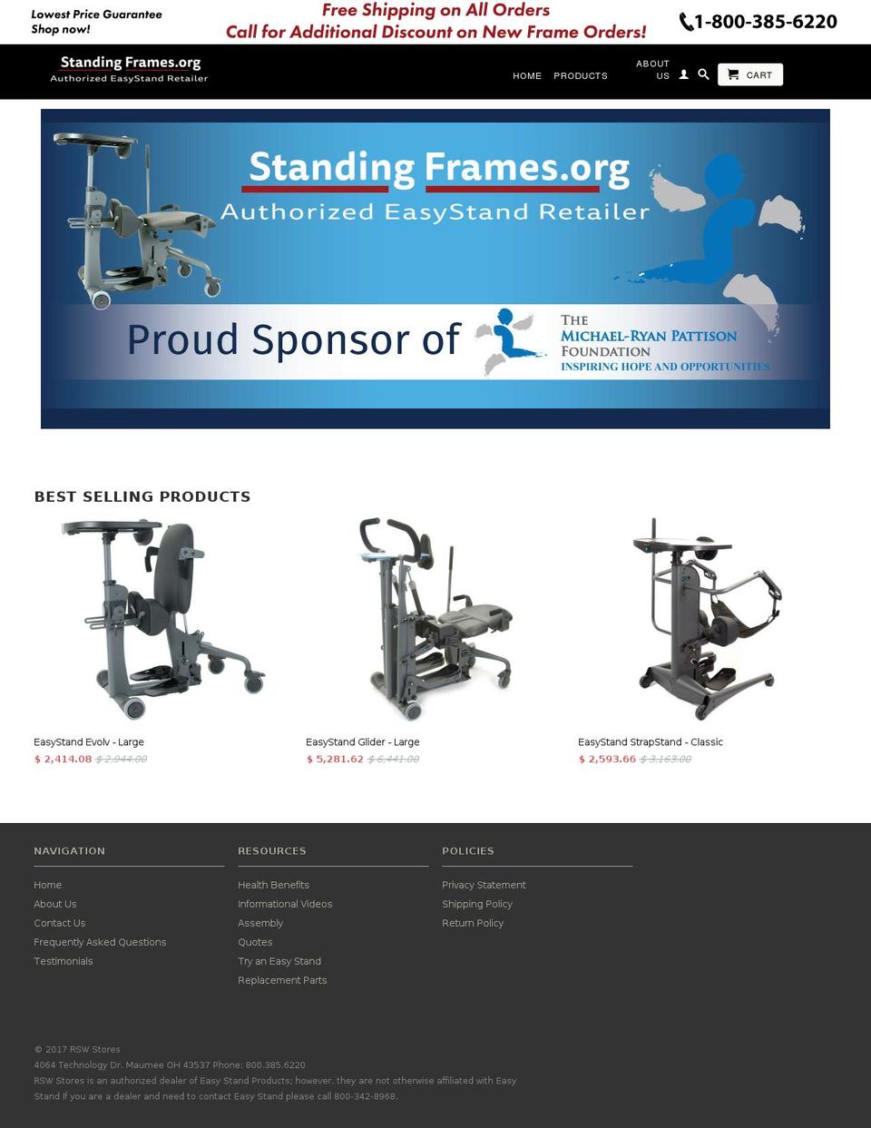 standingframes.org shopify website screenshot