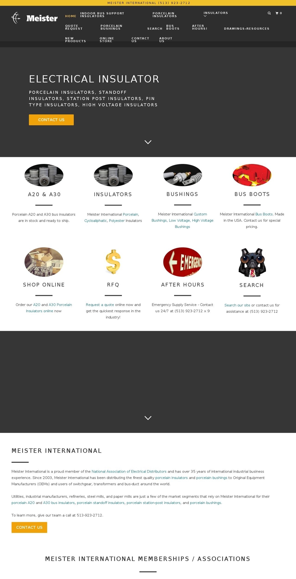 standoffinsulators.net shopify website screenshot