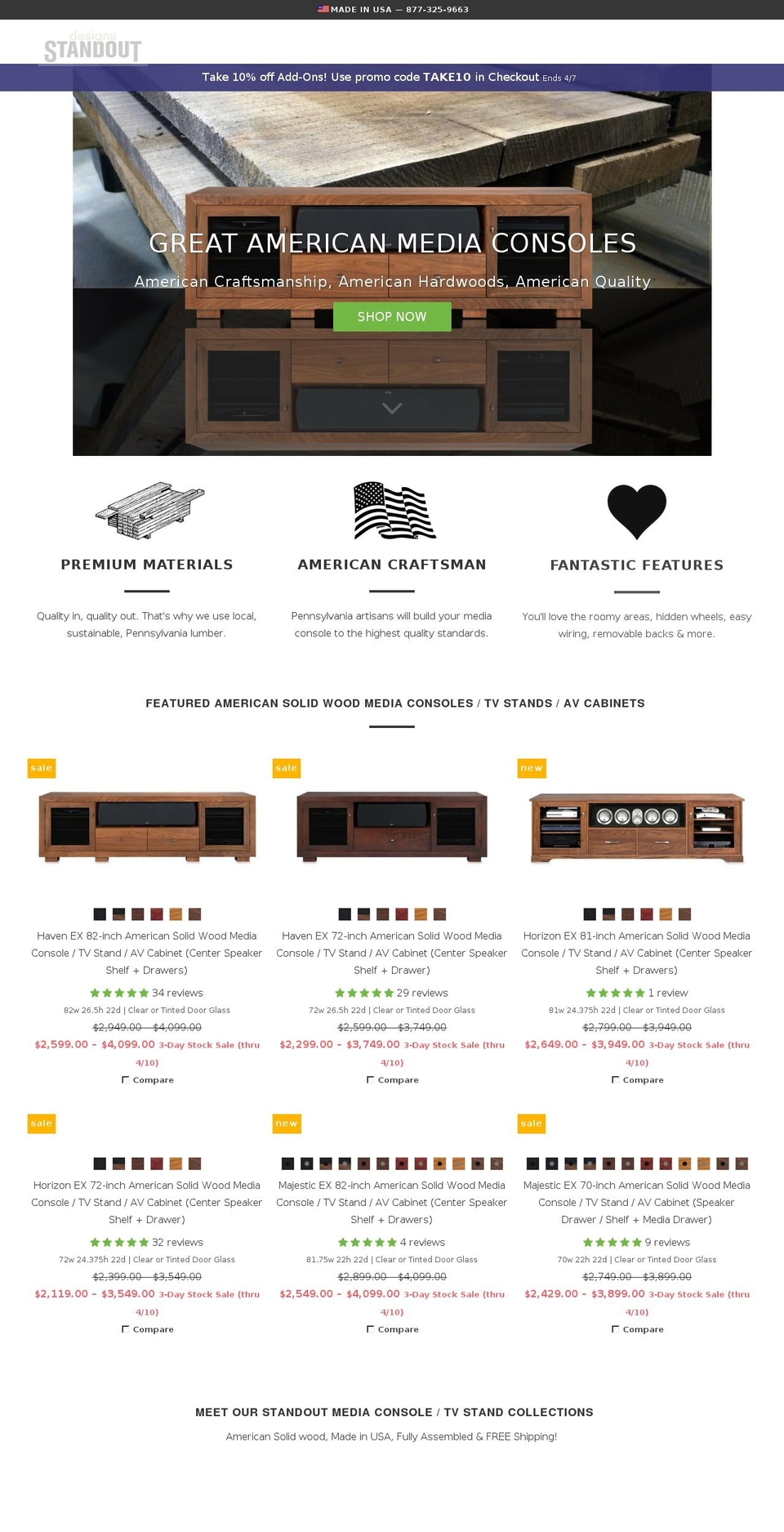 standoutfurniture.com shopify website screenshot