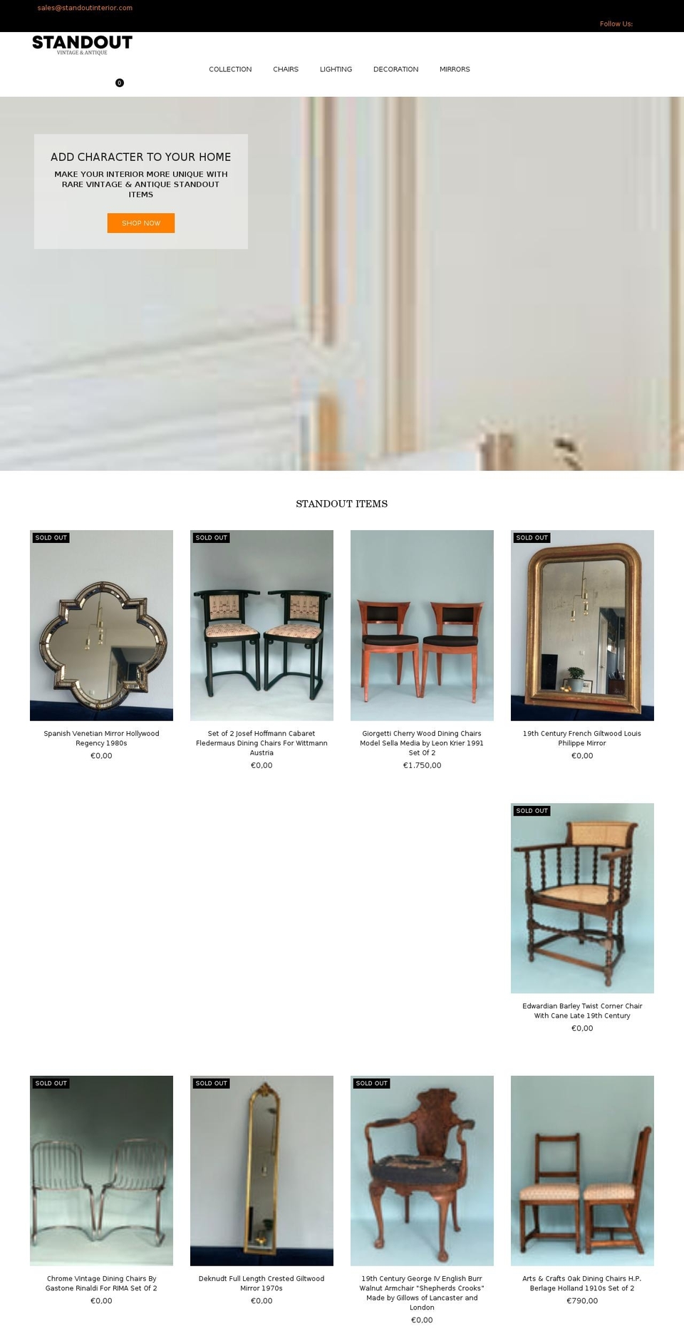 standoutinterior.com shopify website screenshot