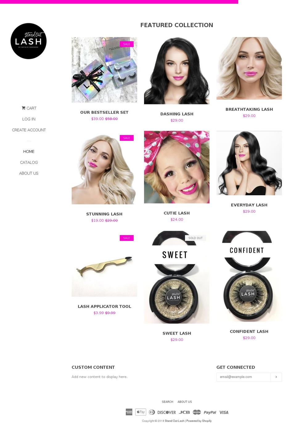 standoutlash.com shopify website screenshot