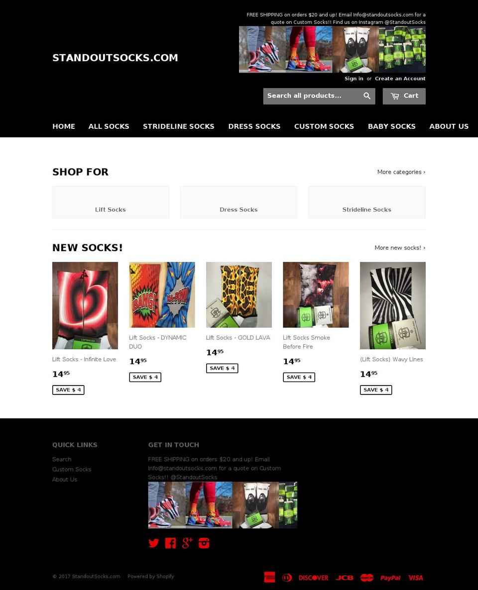 standoutsocks.com shopify website screenshot