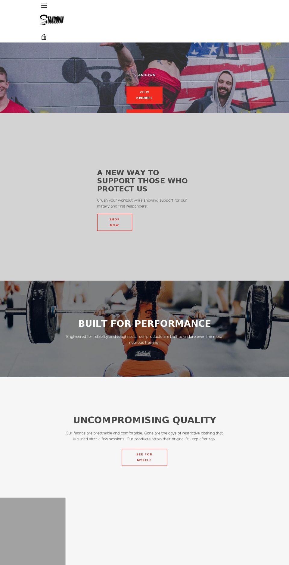 standownapparel.com — Shopify storefront screenshot