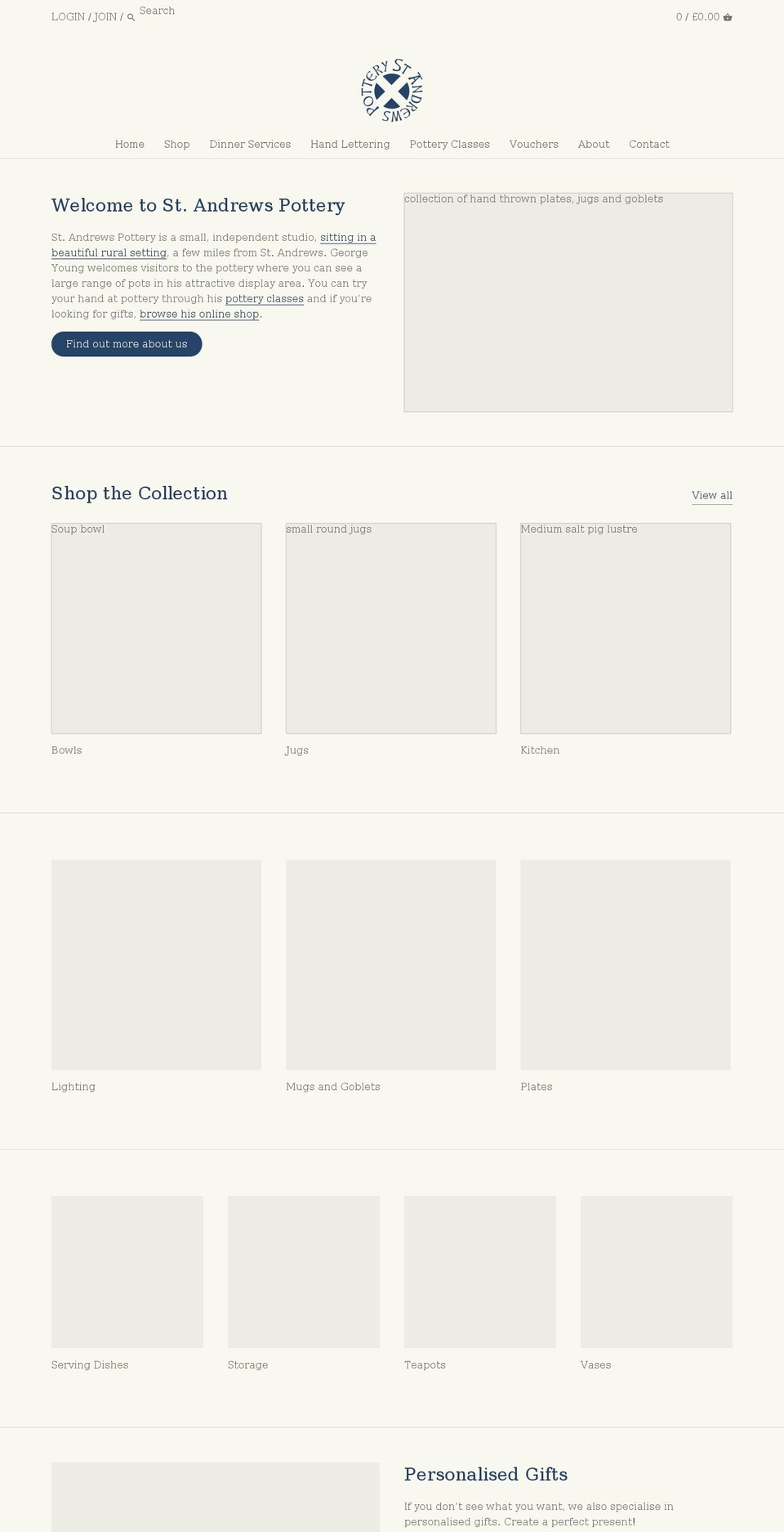 standrewspottery.co.uk shopify website screenshot