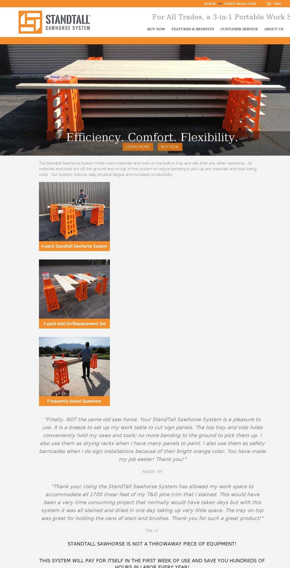 Standtall Sawhorse Shopify theme site example standtallsawhorsesystem.com