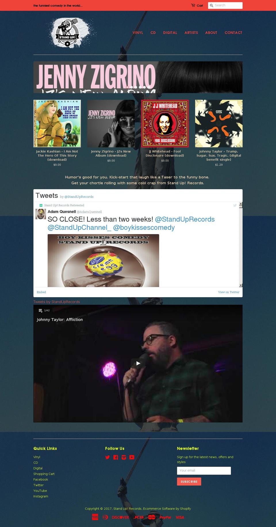 standuprecords.com shopify website screenshot