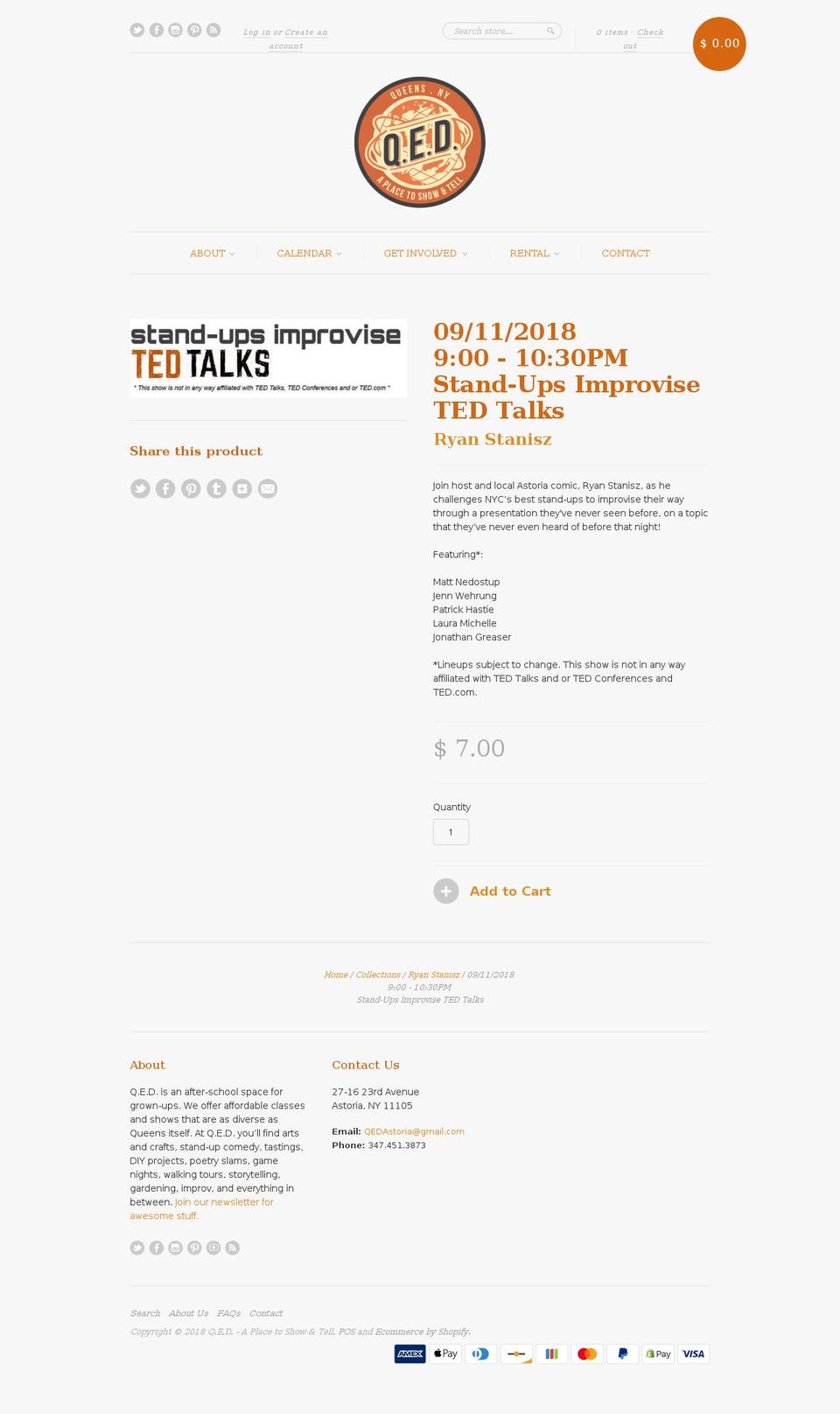 standupsimprovise.com shopify website screenshot