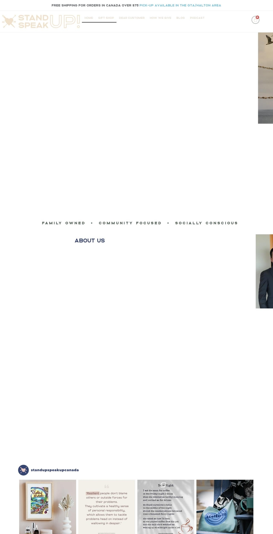 standupspeakupapparel.com — Shopify storefront screenshot