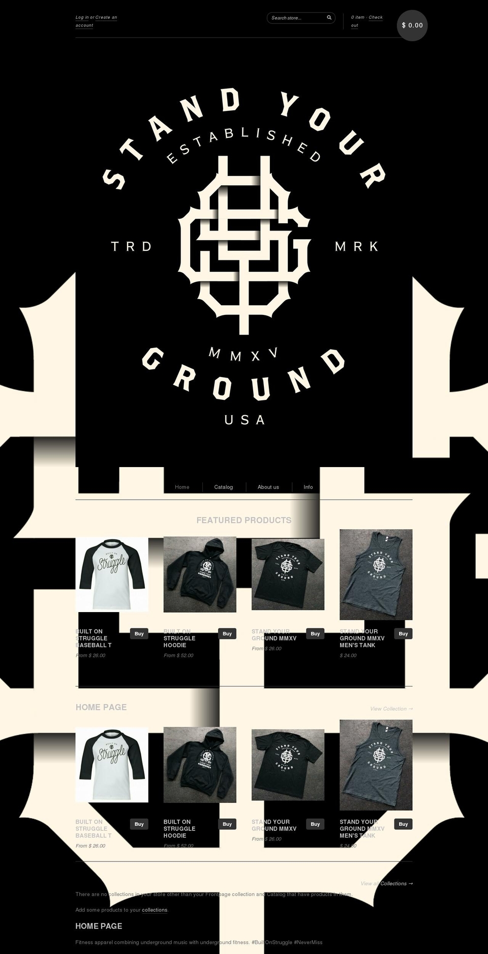 standyourgroundapparel.net shopify website screenshot