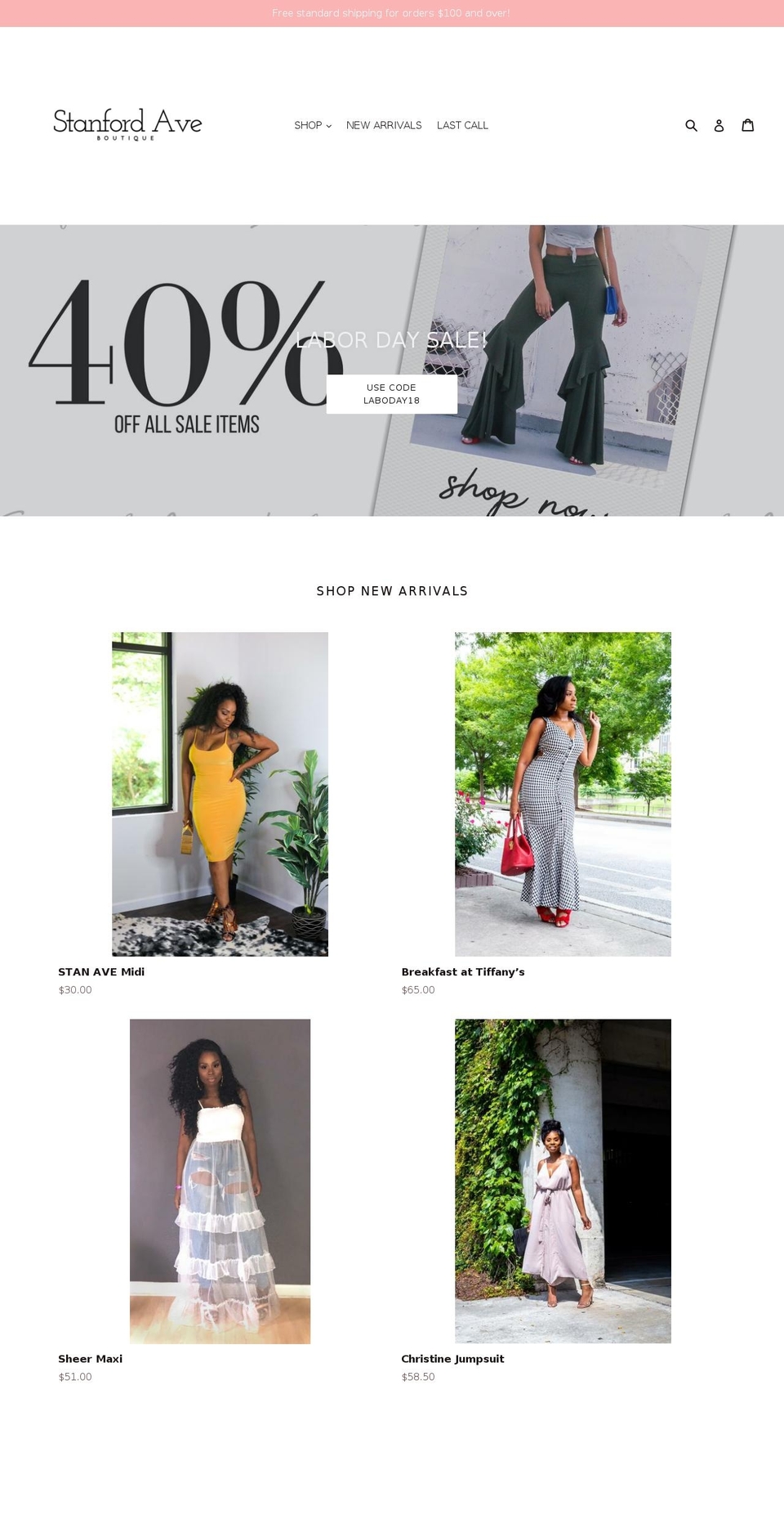 stanfordaveboutique.com — Shopify storefront screenshot