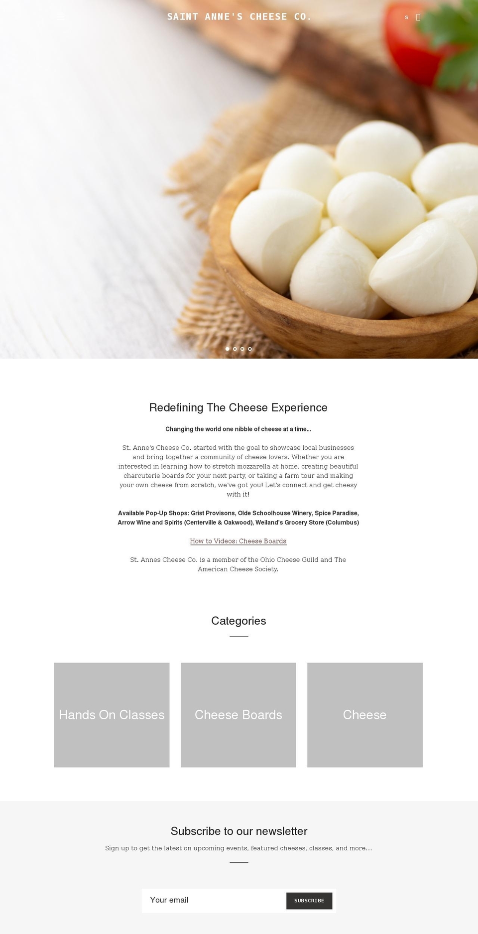 stannescheeseco.com shopify website screenshot