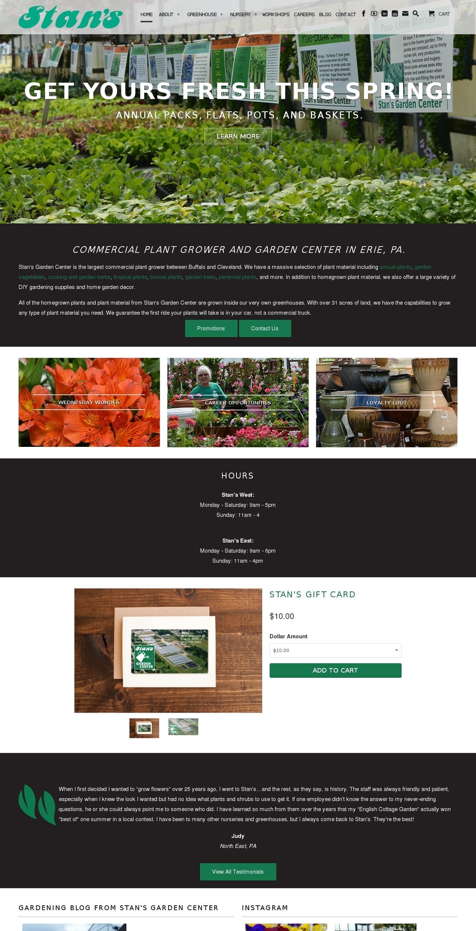 stansgardencenter.com shopify website screenshot