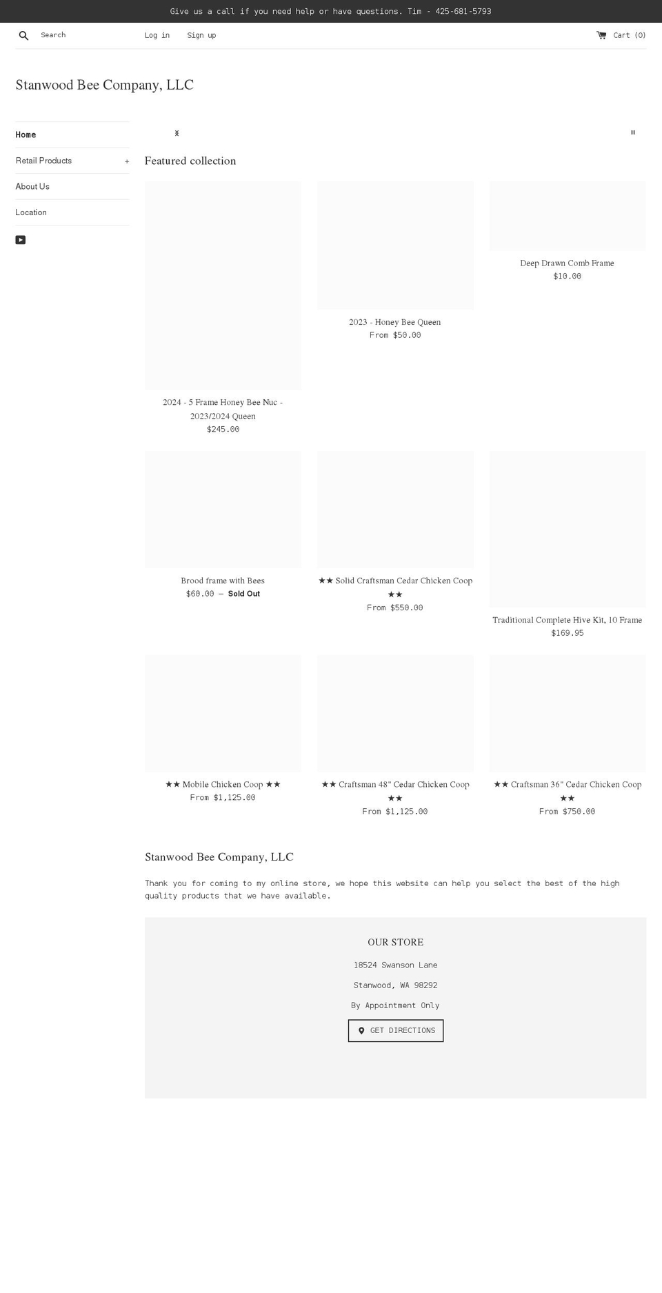 stanwoodbeeco.com shopify website screenshot