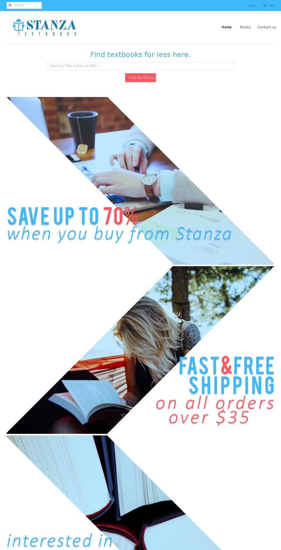 stanzatextbooks.com shopify website screenshot