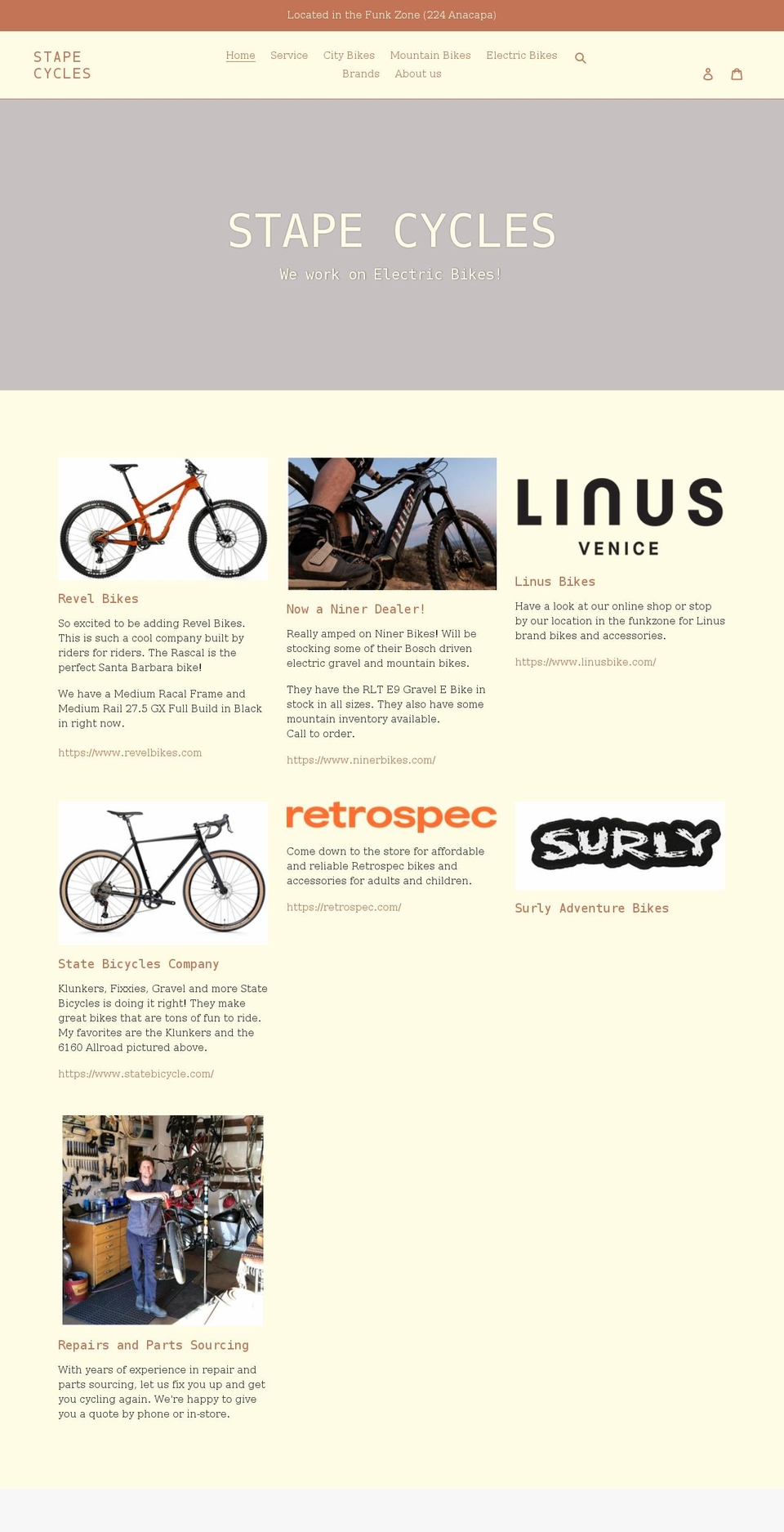 stapecycles.com shopify website screenshot