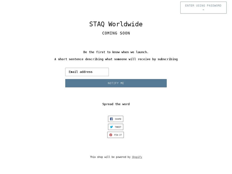 staq-worldwide.myshopify.com shopify website screenshot