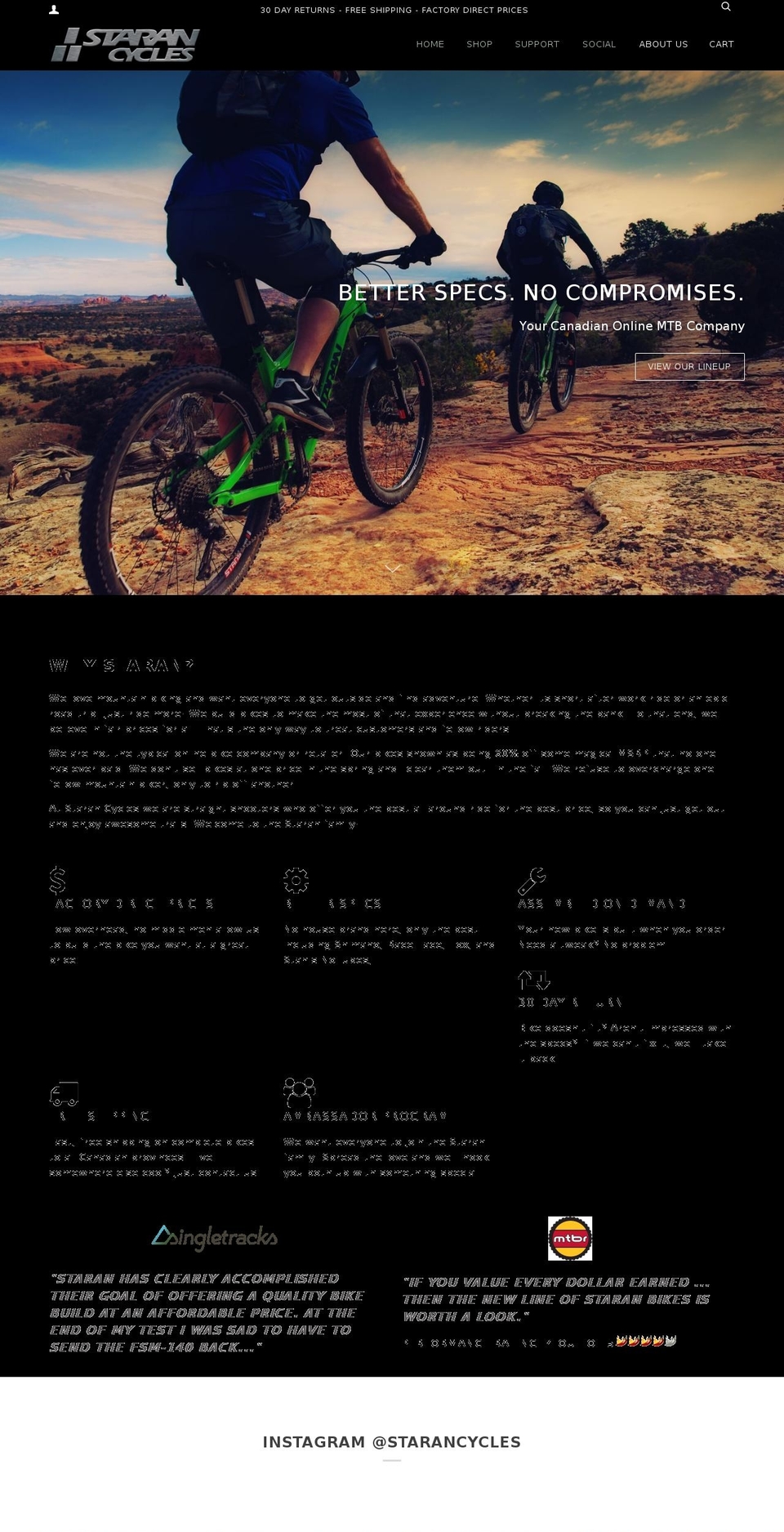 starancycles.com shopify website screenshot