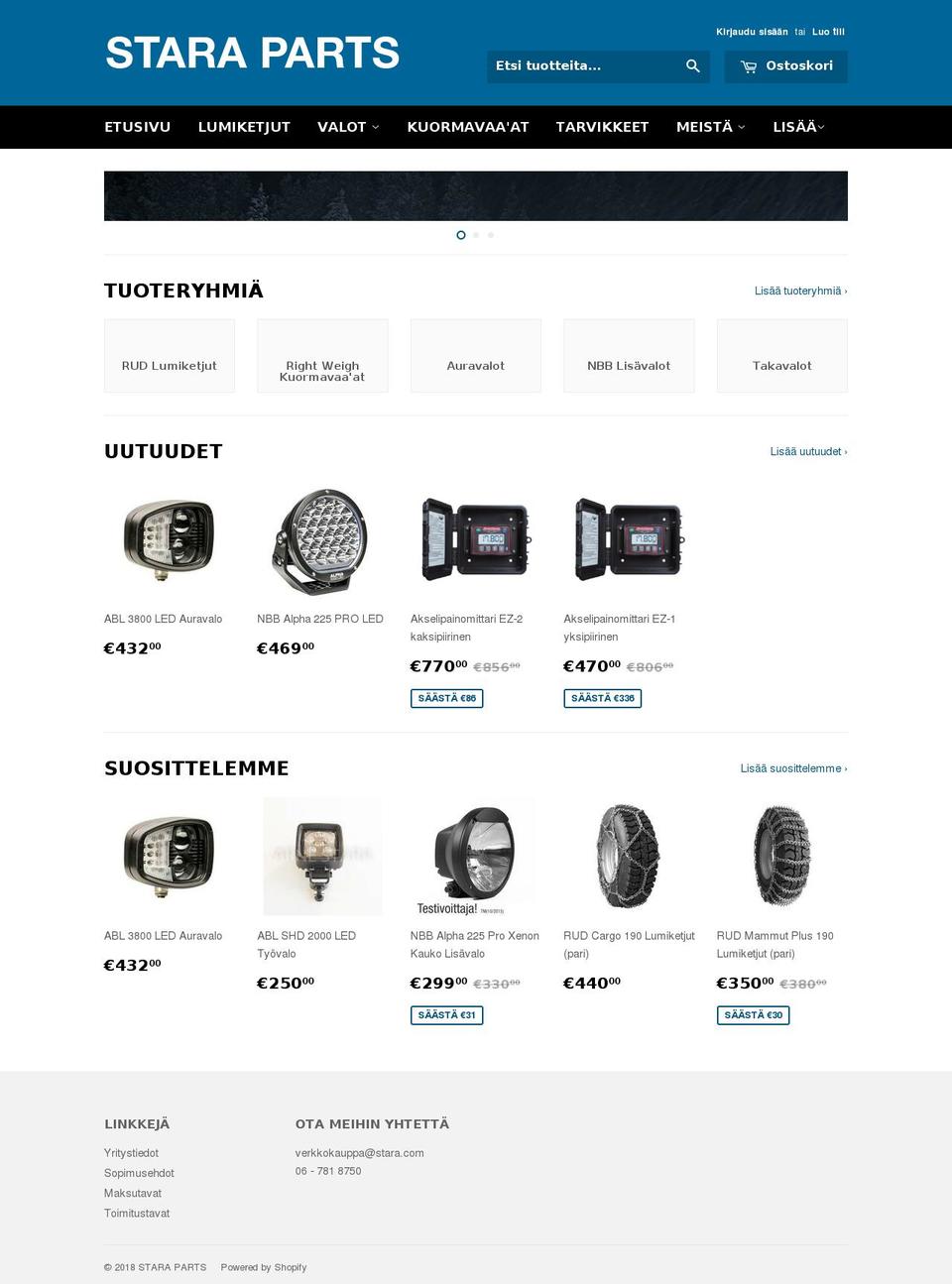 staraparts.fi shopify website screenshot