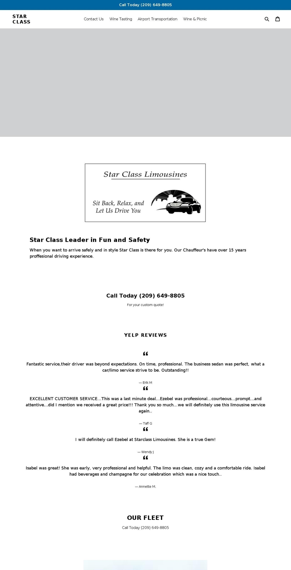 starclasslimousines.com shopify website screenshot