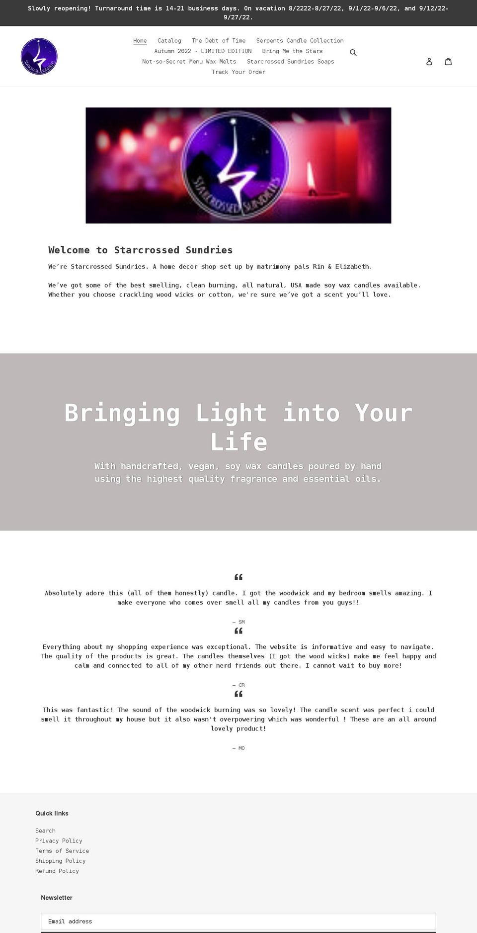 starcrossedsundries.com shopify website screenshot