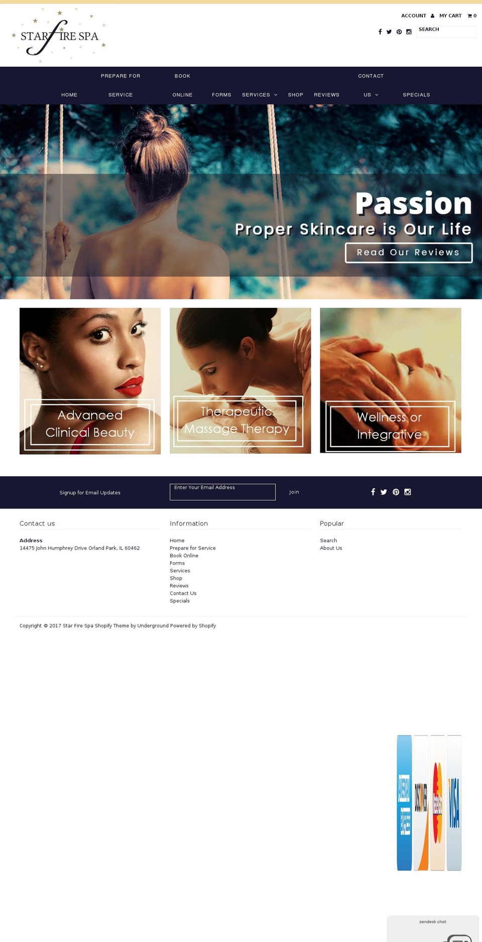 starfirespa.com shopify website screenshot