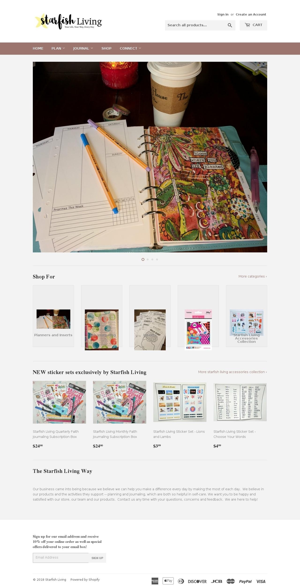 starfishplanners.com shopify website screenshot