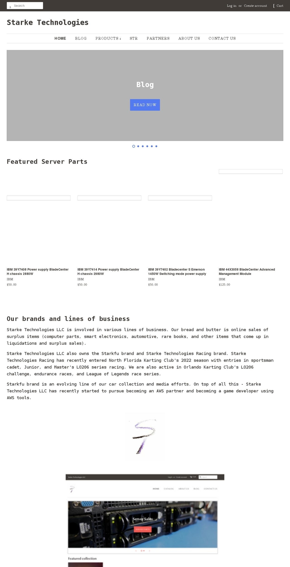 starketechnologies.com shopify website screenshot