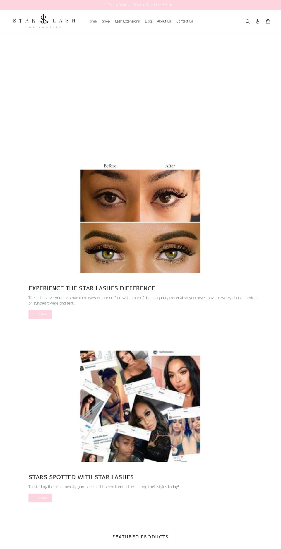 starlashextensions.com shopify website screenshot