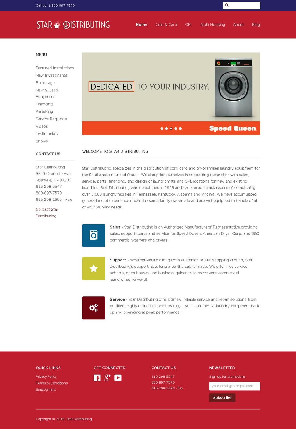 StarDist Shopify theme site example starlaundryparts.com