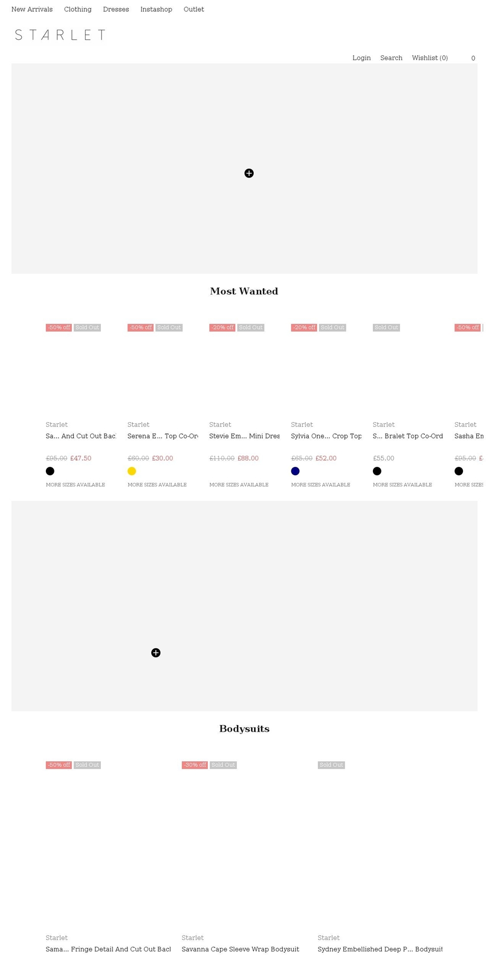 starletlondon.com shopify website screenshot
